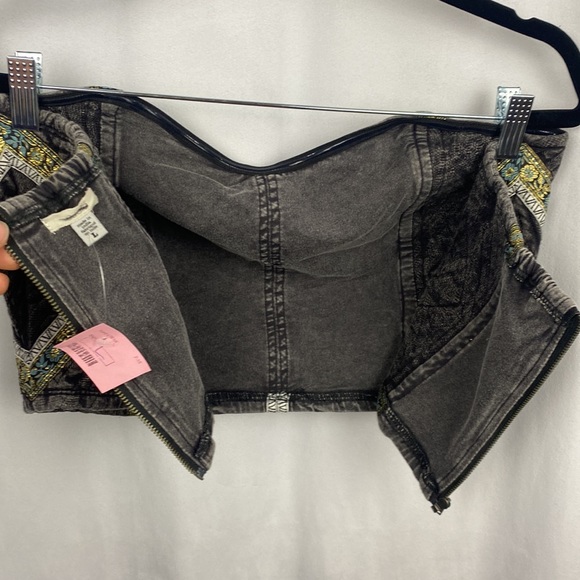 Anthropologie ecoté Bohemian Mineral Wash Metallic Ribbon Cropped Tube Top - L - Picture 9 of 11